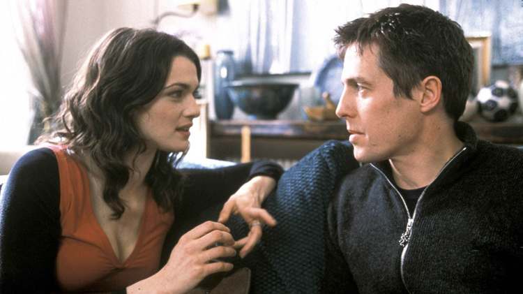 screenshot of a scene from the movie 'about a boy' showing hugh grant and rachel weisz