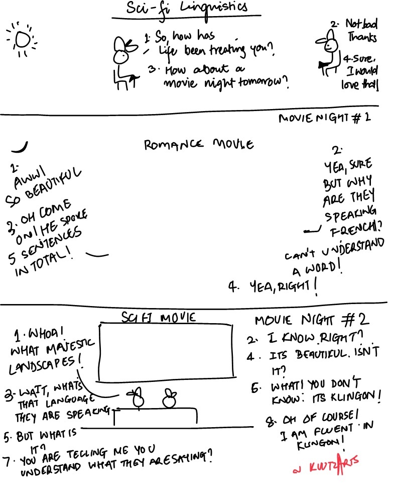 funny comic about klingon language which is only used in the world of sci-fi