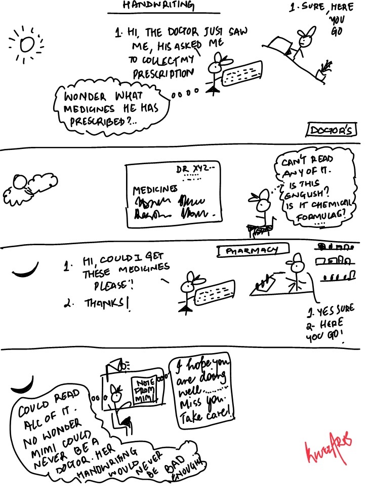 funny comic about bad handwriting of doctors