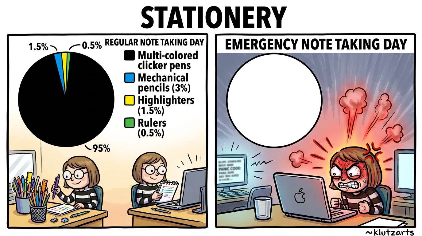 comic about note taking with different colored pens