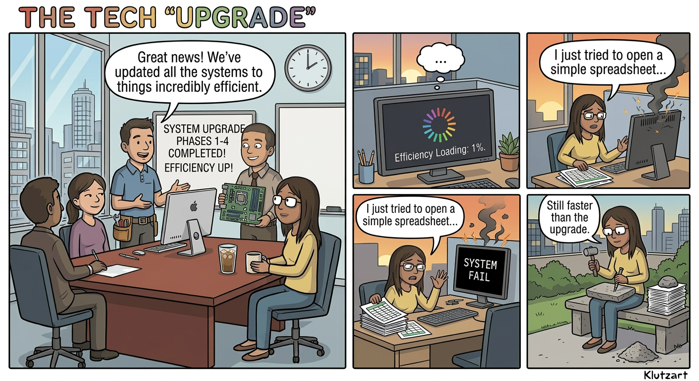 comic about office upgrade